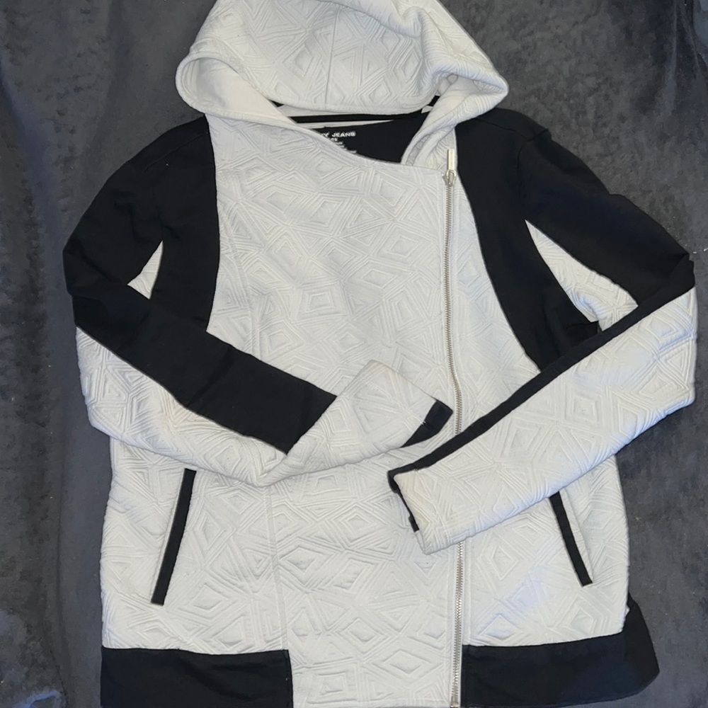 DNKY Jeans Hoodie black and white textured